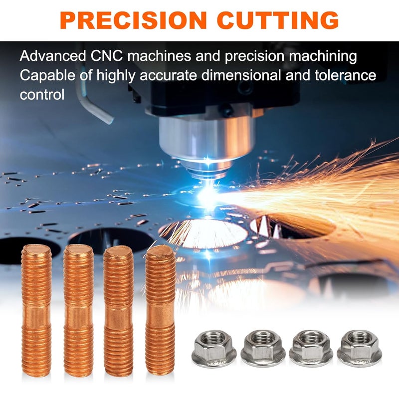 psler M10x1.50 Threaded T3 T4 T6 Turbo Screw and Nuts High Strength Turbo Stud Kit Flange Nuts Set of 4 - Image 3